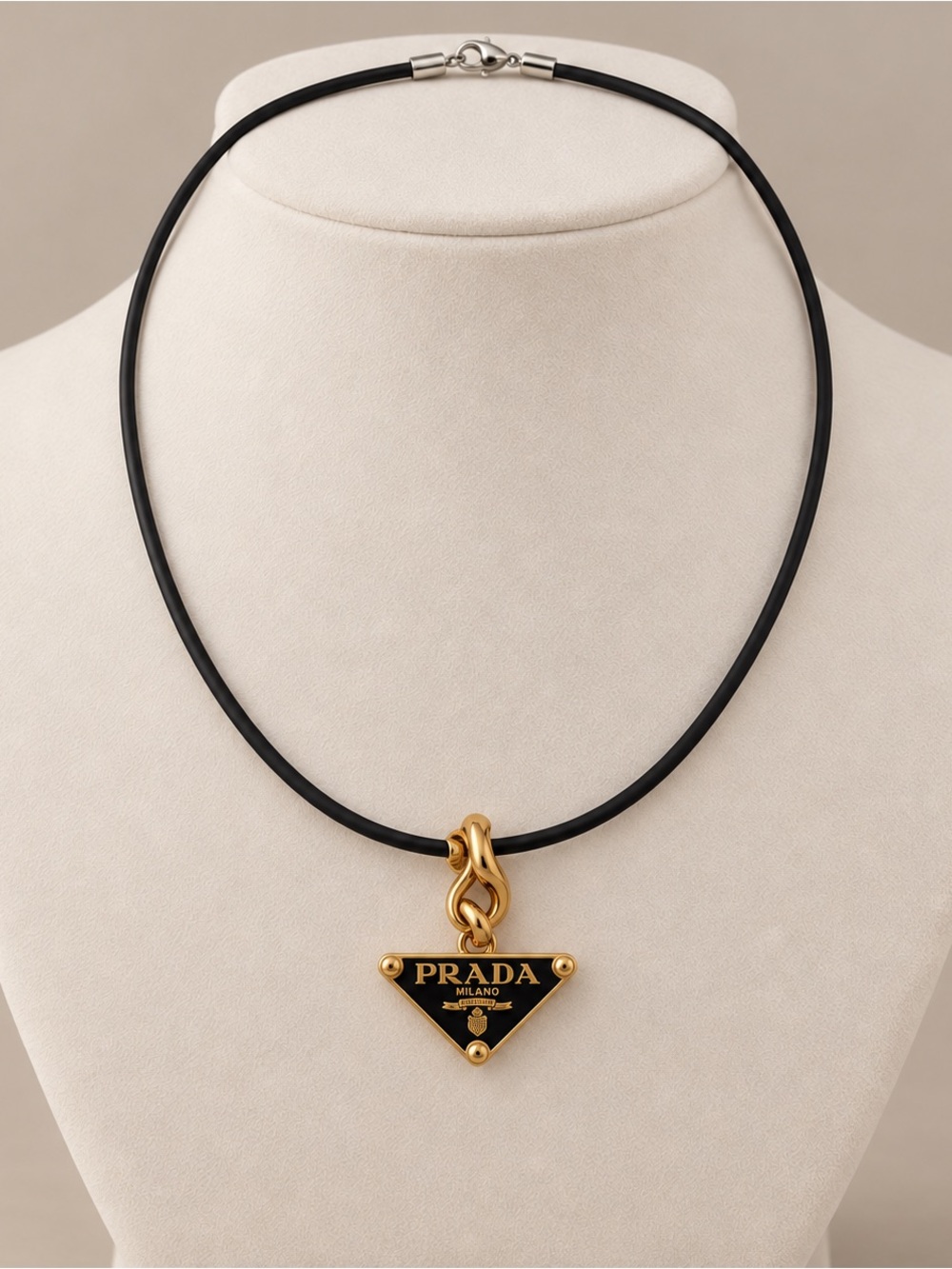 Prada Zipper-Pull Charm on Italian Rubber Cord